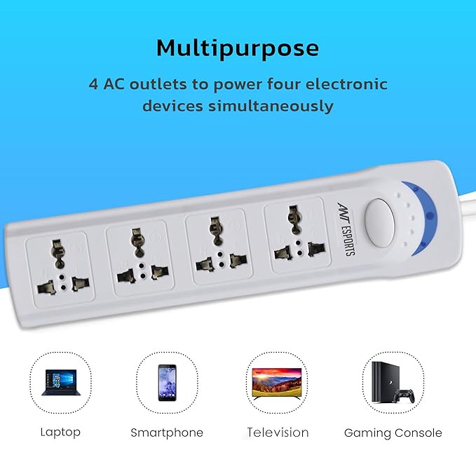 Ant Esports PS400 Multi Socket Power Strip – 4 Universal Sockets, 3M ...